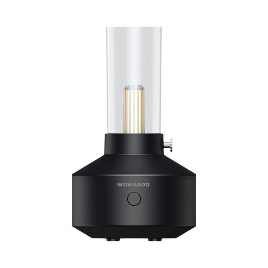 LUMIO | Humidificador retro negro con luz ambiental cálida – Retro humidifier black with warm ambient light