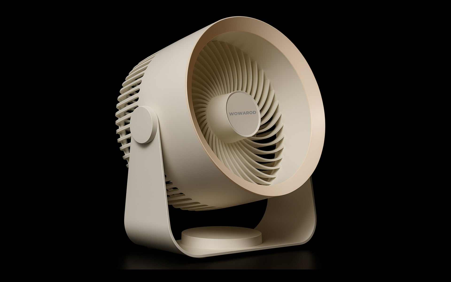 Ventilador silencioso Breeze Pro en color beige en fondo negro  – Silent Breeze Pro fan in beige on black background