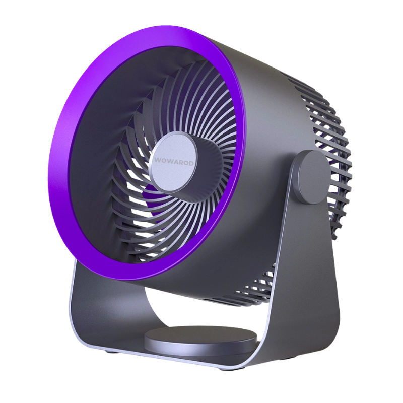Ventilador silencioso Breeze Pro en color gris con aro morado – Silent Breeze Pro fan in grey with purple ring