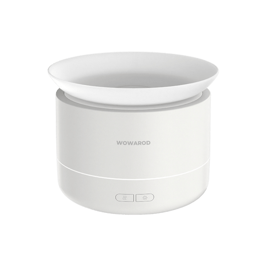 Difusor de niebla CLOUDMIST PRO blanco, vista frontal, sin fondo | CLOUDMIST PRO white mist diffuser, front view, isolated background