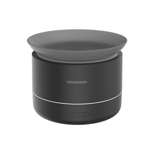 Difusor de niebla CLOUDMIST PRO negro, vista frontal, sin fondo | CLOUDMIST PRO black mist diffuser, front view, isolated background